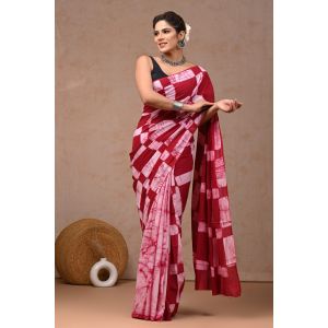 Beautiful Hand Block Printed Malmal Cotton Saree - KC100613