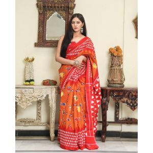 KC110498 - Beautiful Mulmul Cotton Saree with Blouse