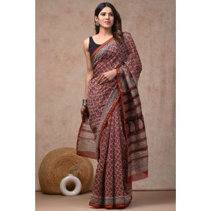 Beautiful Hand Block Printed Chanderi Sarees - KC120559