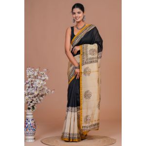 Beautiful Hand Block Printed Chanderi Silk Sarees - KC120563