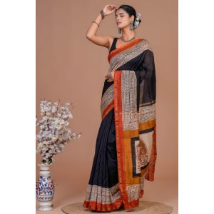 Beautiful Hand Block Printed Chanderi Silk Sarees - KC120564