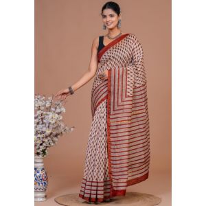 Beautiful Hand Block Printed Chanderi Silk Sarees - KC120565