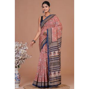 Beautiful Hand Block Printed Chanderi Silk Sarees - KC120568