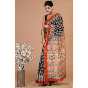 Beautiful Hand Block Printed Chanderi Silk Sarees - KC120570