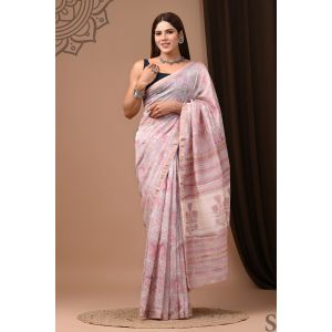 Beautiful Hand Block Printed Chanderi Silk Sarees - KC120583