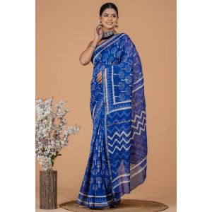 Beautiful Hand Block Printed Chanderi Silk Sarees - KC120587