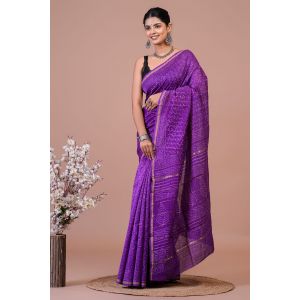 Beautiful Hand Block Printed Chanderi Silk Sarees - KC120592