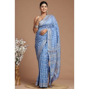 Beautiful Hand Block Printed Chanderi Silk Sarees - KC120593