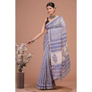 Beautiful Hand Block Printed Chanderi Silk Sarees - KC120598