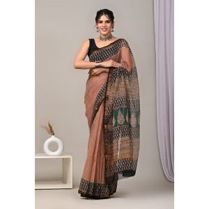 Beauitul Premium Quality Hand Block Printed Kota Doria Saree - KC150225