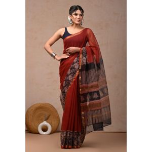 Beauitul Premium Quality Hand Block Printed Kota Doria Saree - KC150235