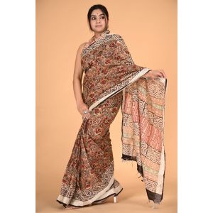 Linen Cotton Saree with Beautiful Silver Zari Border - KC180137