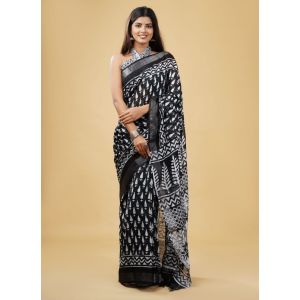 Linen Cotton Saree with Beautiful Silver Zari Border - KC180143