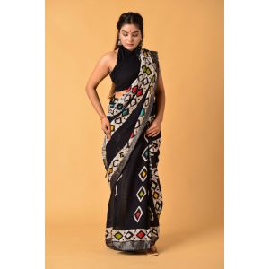 Linen Cotton Saree with Beautiful Silver Zari Border - KC180146