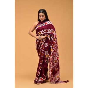 Linen Cotton Saree with Beautiful Silver Zari Border - KC180155