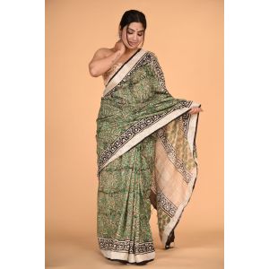 Linen Cotton Saree with Beautiful Silver Zari Border - KC180158