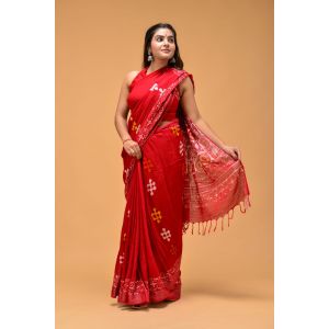 Linen Cotton Saree with Beautiful Silver Zari Border - KC180159