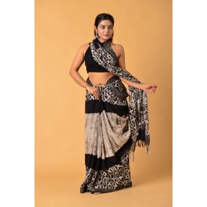 Linen Cotton Saree with Beautiful Silver Zari Border - KC180175