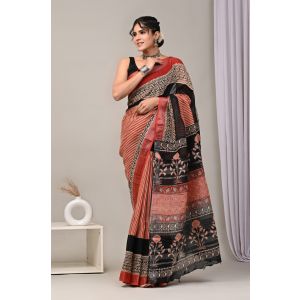 Linen Cotton Saree with Beautiful Silver Zari Border - KC180197