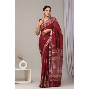 Linen Cotton Saree with Beautiful Silver Zari Border - KC180210