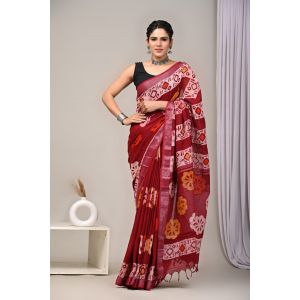 Linen Cotton Saree with Beautiful Silver Zari Border - KC180247