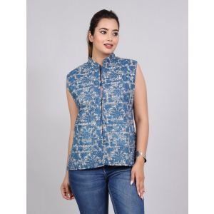 Printed Cotton Quilted Reversible Jacket for Women - KC190157