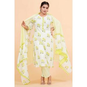 Prime Quality Pure Cotton Printed Straight Kurti Pant with Malmal Cotton Dupatta - KC201622