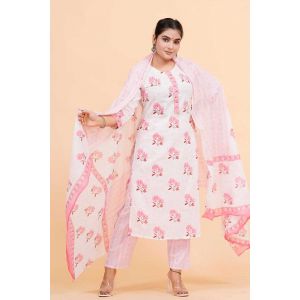 Prime Quality Pure Cotton Printed Straight Kurti Pant with Malmal Cotton Dupatta - KC201627