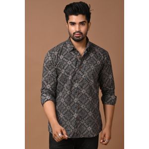 Premium Quality Mens Jaipuri Cotton Printed Full Sleeve Shirt - KC360101