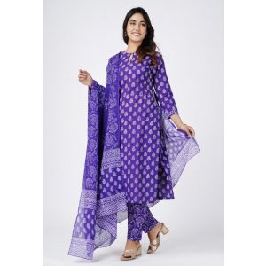 Alluring Readymade Hand Block Printed Cotton Suit Set - KC410038