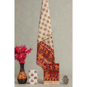 Hand Block Printed Maheshwari Silk Suit - KC420033