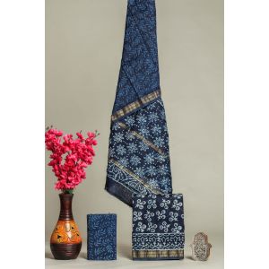 Hand Block Printed Maheshwari Silk Suit - KC420056