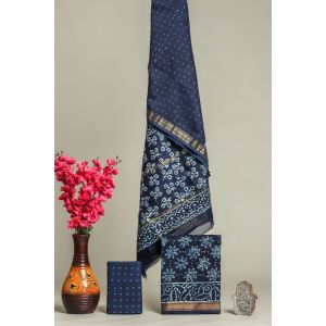 Hand Block Printed Maheshwari Silk Suit - KC420063