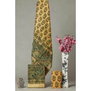Hand Block Printed Maheshwari Silk Suit - KC420068