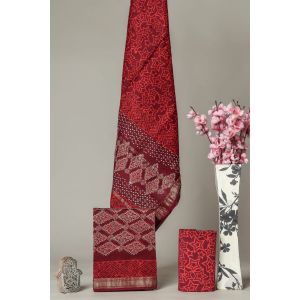 Hand Block Printed Maheshwari Silk Suit - KC420083