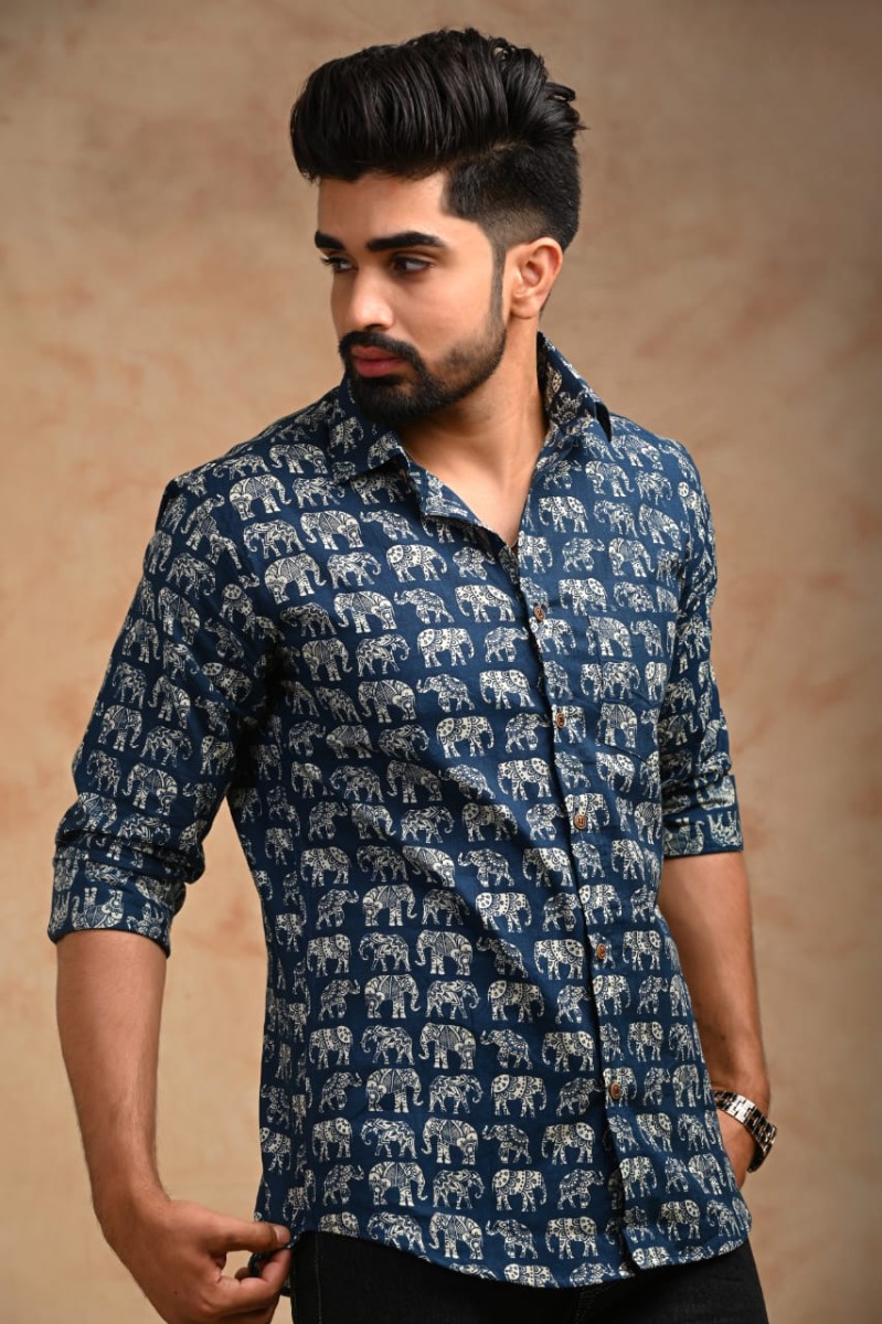 Mens Jaipuri Cotton Printed Full Sleeve Shirt - KC360005