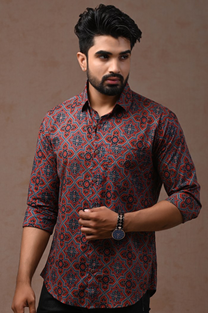 Mens Jaipuri Cotton Printed Full Sleeve Shirt - KC360043